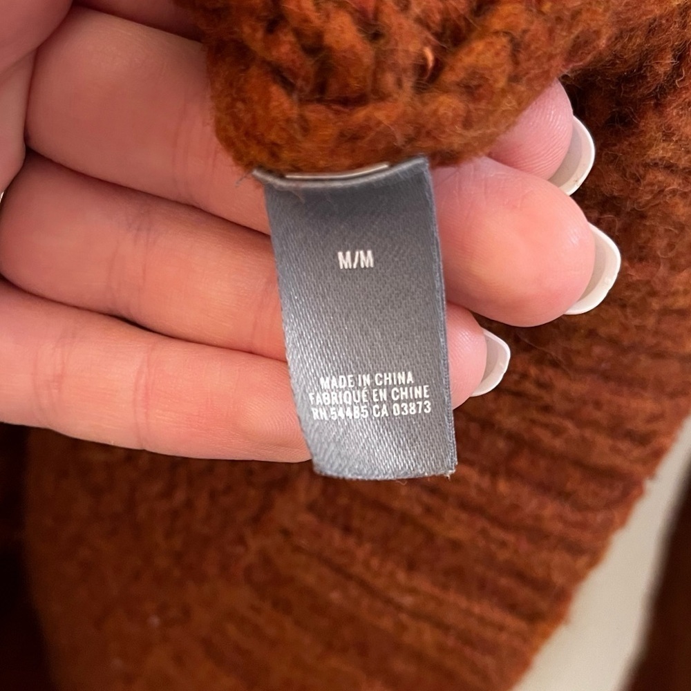 Aerie Open Back Cozy Orange/Brown Knit Sweater - Picture 2 of 6